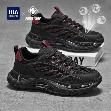 海澜之家鞋子男鞋2026新款夏季网面透气男士时尚运动黑武士休闲鞋