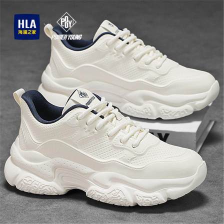 海澜之家男鞋2026新款夏季透气休闲跑步运动鞋增高厚底小白老爹鞋