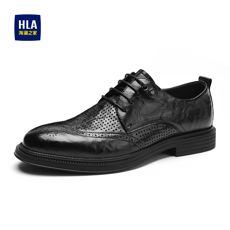 海澜之家男鞋夏季透气防臭镂空薄款凉皮鞋商务正装爸爸新郎结婚鞋主图