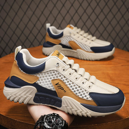 男鞋夏季透气薄款大网眼镂空防臭网面运动休闲青少年软底老爹网鞋