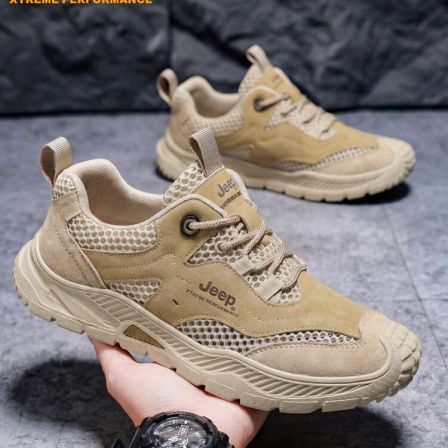 jeep男鞋新款夏季网面透气徒步鞋户外旅游运动休闲鞋软底爸爸鞋子