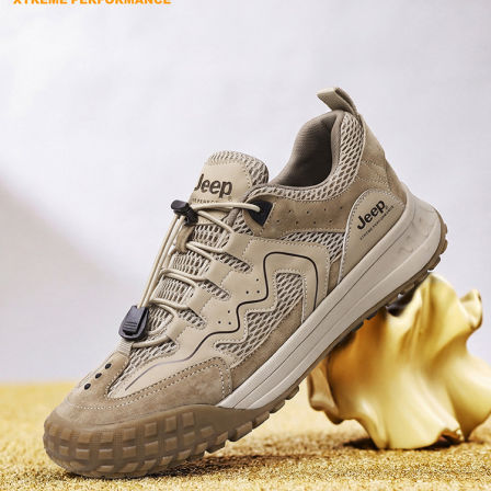 jeep男鞋夏季户外徒步登山鞋网面透气运动休闲鞋男防滑轻便爸爸鞋