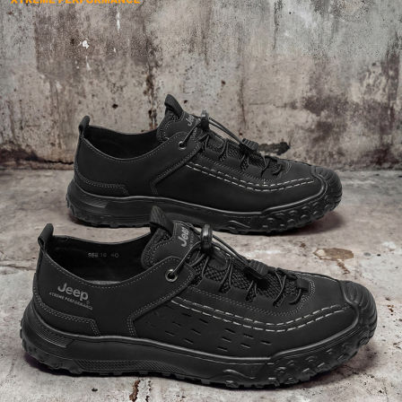 jeep男鞋夏季透气户外徒步登山鞋男士网面软底轻便防滑休闲运动鞋