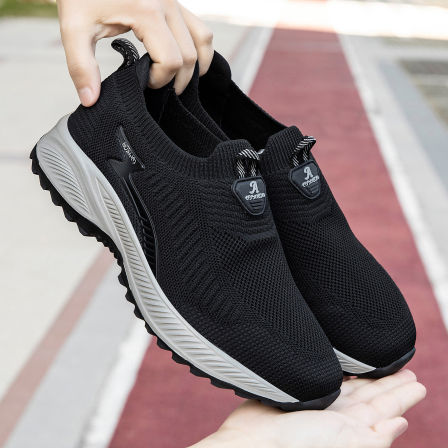 张凯丽老人鞋男夏季透气一脚蹬爸爸鞋中老年舒适不累脚健步运动鞋