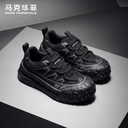 马克华菲网面鞋男鞋2026新款夏季黑色透气男士休闲鞋薄款厚底网鞋