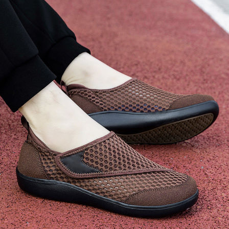 张凯丽老人鞋男防滑软底夏季网面透气爸爸鞋中老年舒适休闲运动鞋