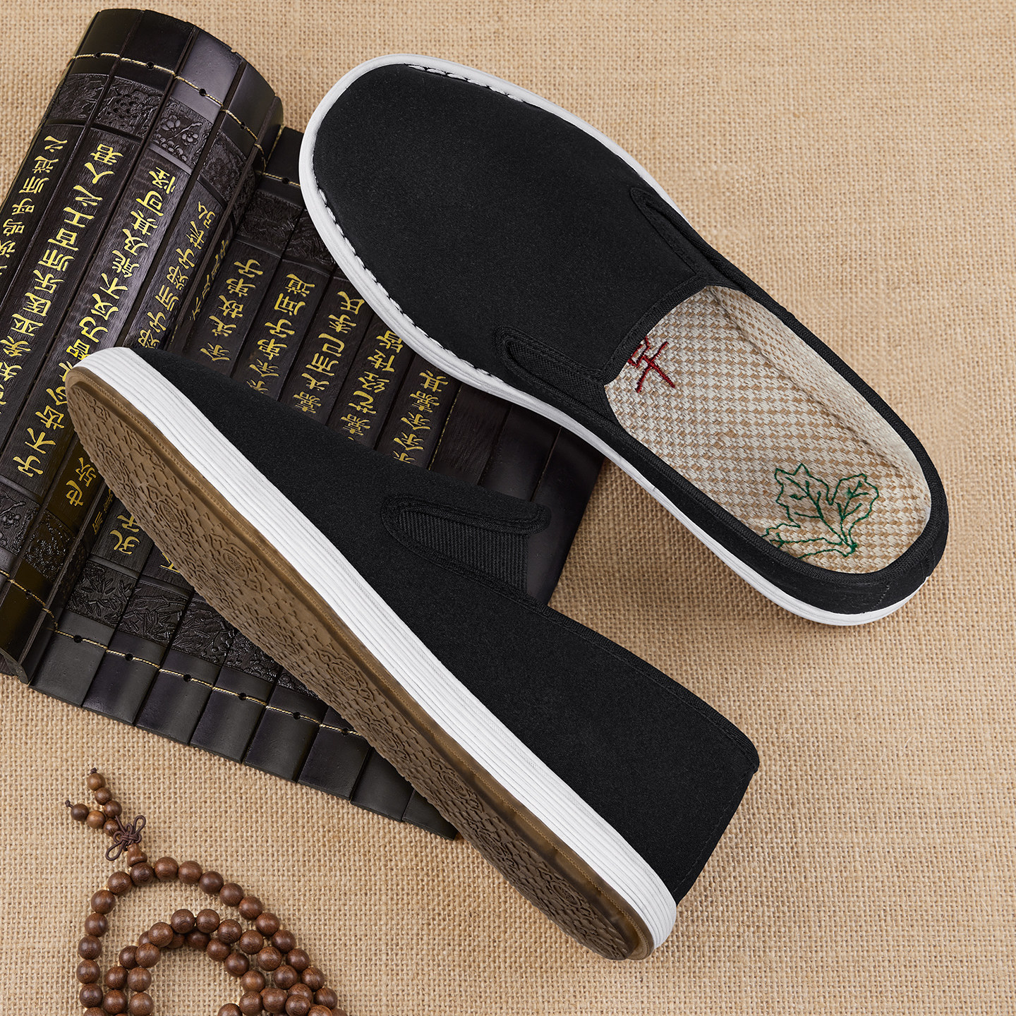 老北京布鞋男2026年新款官方旗舰店正品一脚蹬手工千层底休闲布鞋主图