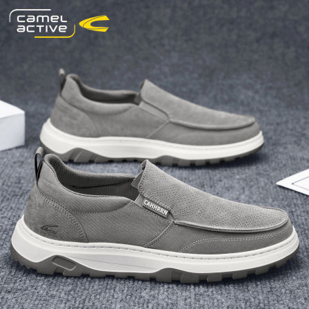 德国骆驼动感帆布鞋男夏季软底懒人一脚蹬老北京布鞋开车乐福鞋男