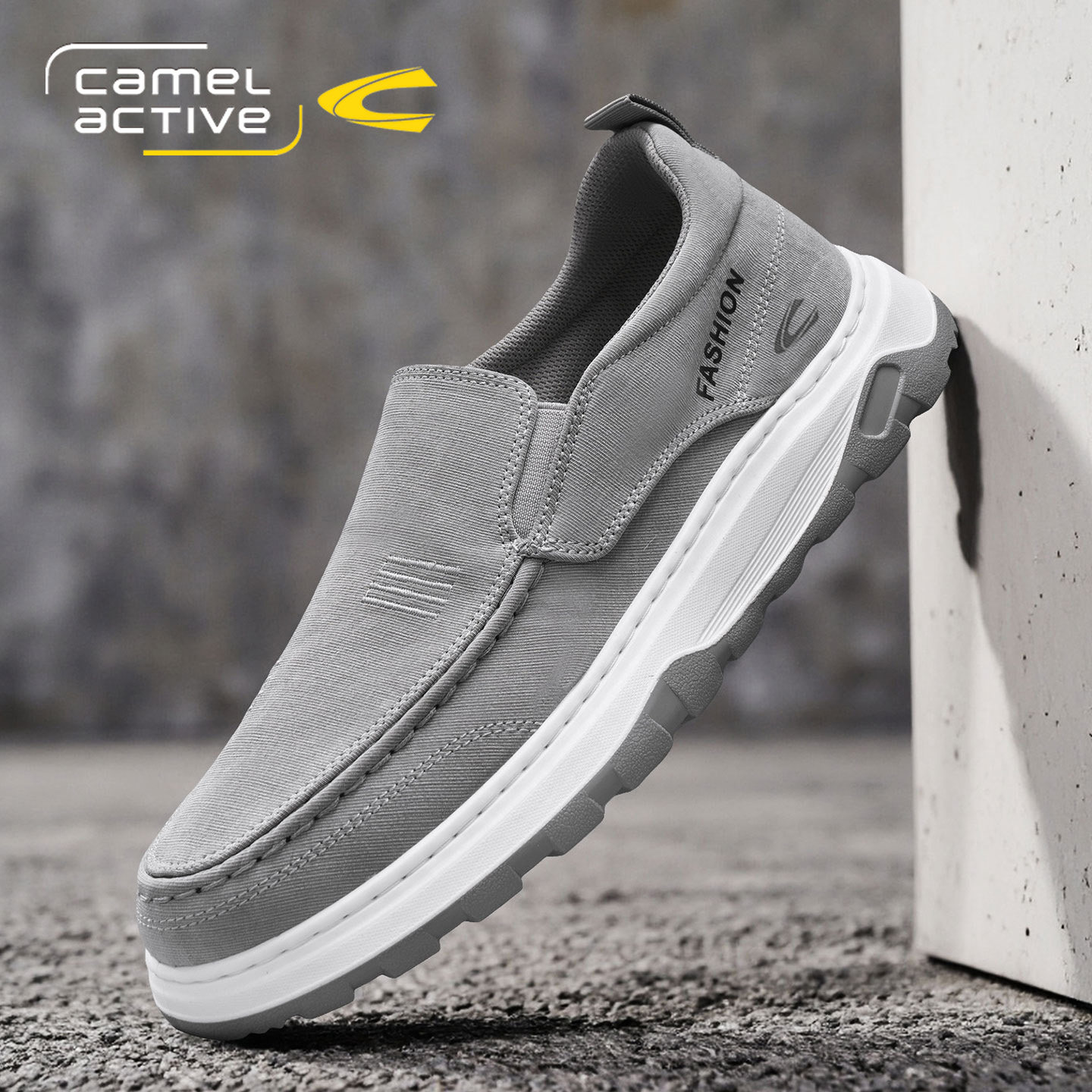 德国骆驼动感帆布鞋男夏季软底手工老北京布鞋懒人一脚蹬乐福鞋男主图