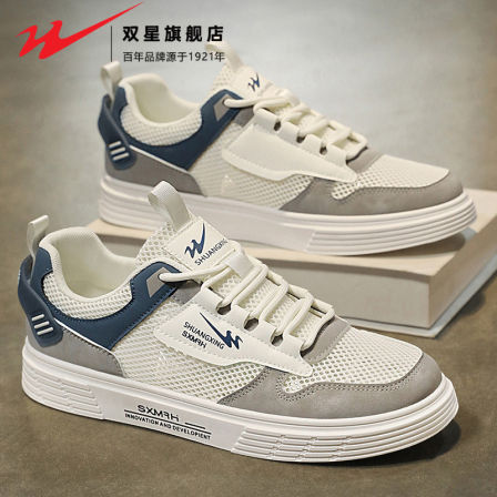 双星男鞋夏季网眼镂空透气网面薄款网鞋休闲板鞋男士运动小白潮鞋