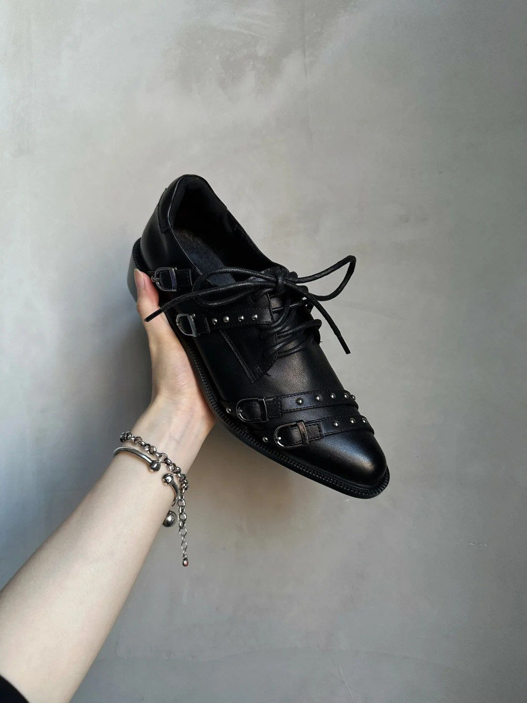铆钉德比鞋男款痞帅高级感尖头切尔西高跟走秀通勤百搭休闲皮鞋潮主图