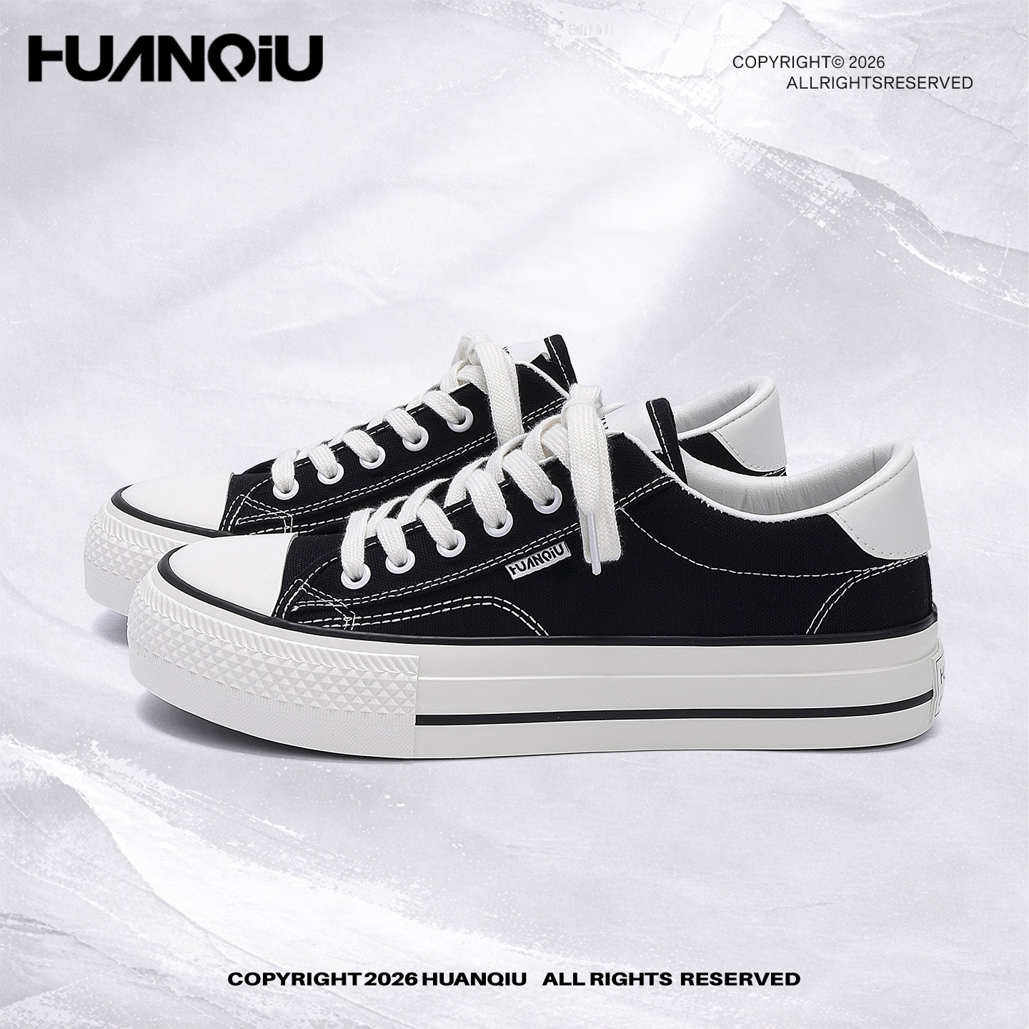 环球黑白帆布鞋男鞋2026春夏新款爆款潮流百搭情侣板鞋休闲小白鞋主图