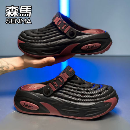 森马洞洞鞋男夏季外出两穿防滑开车拖鞋户外运动厚底增高沙滩凉鞋