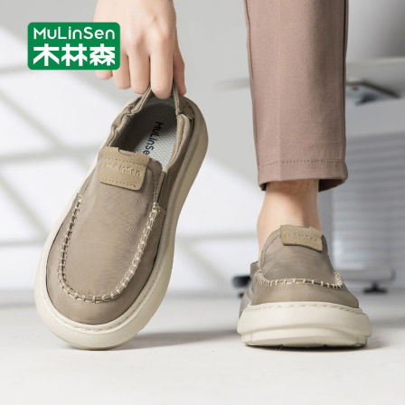 木林森帆布鞋男夏季透气男一脚蹬休闲鞋开车工作板鞋薄款冰丝男鞋