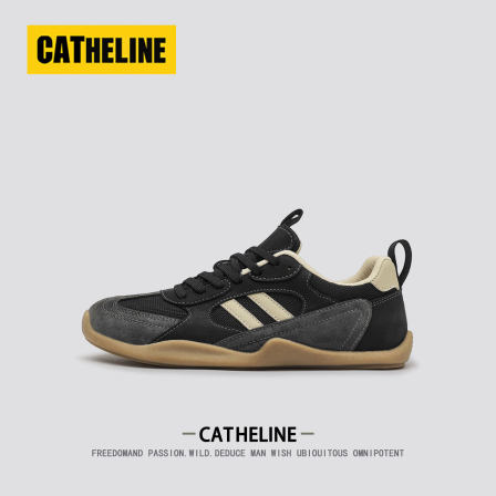 [高端透气]美国CAT.HELINE德训男鞋夏季新款黑色阿甘运动平底板鞋