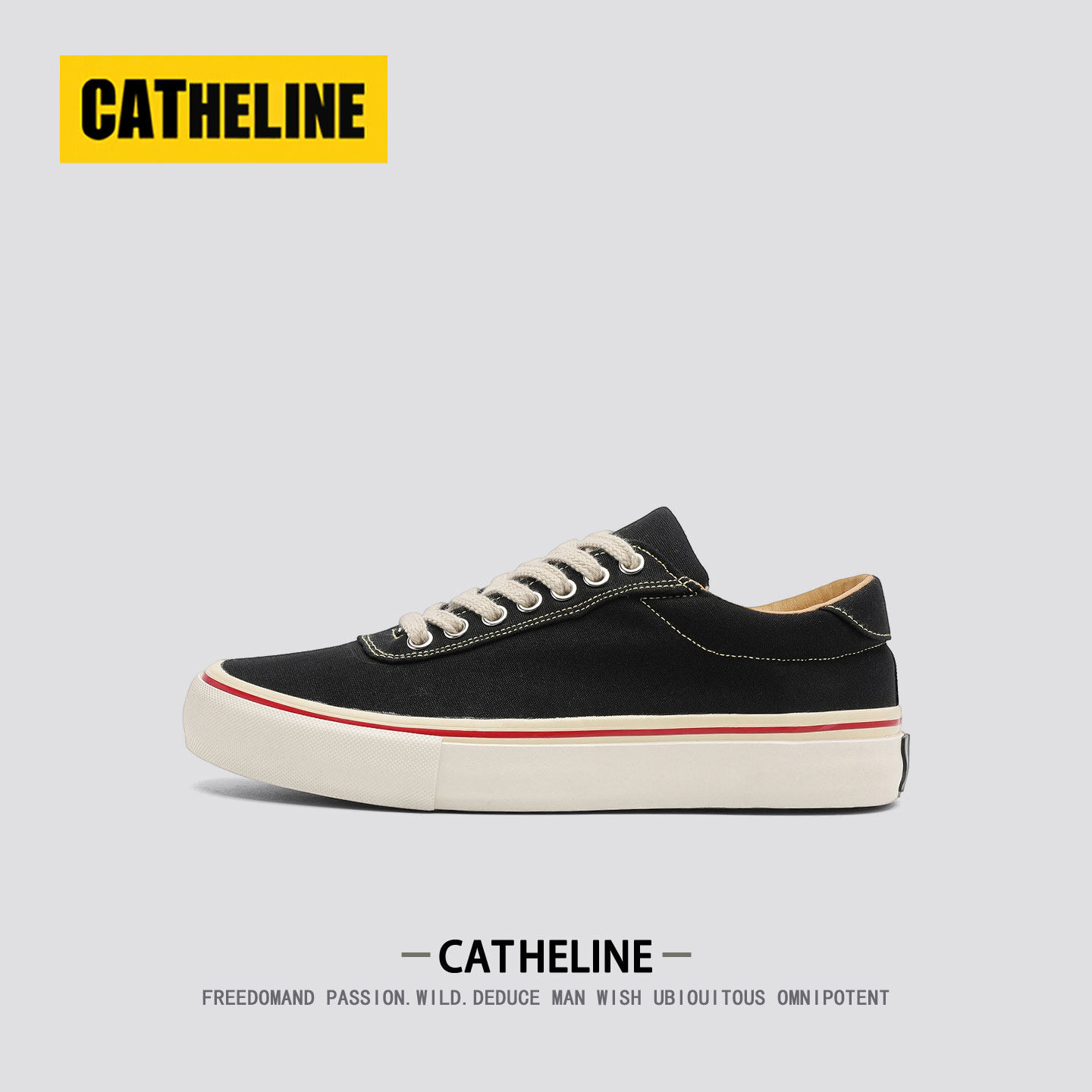 [人气推荐]美国CAT.HELINE经典帆布鞋男夏季新款黑色运动板鞋男士主图