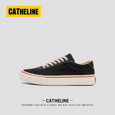 [人气推荐]美国CAT.HELINE经典帆布鞋男夏季新款黑色运动板鞋男士