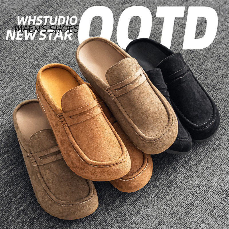 拖鞋男夏季皮面舒适软底包头凉拖2026新款青少年运动防滑勃肯半拖主图