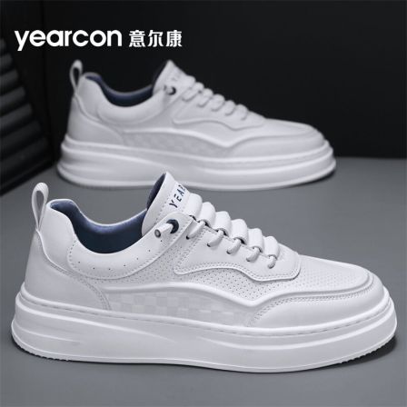 意尔康男鞋2026新款夏季透气潮爆款一脚蹬休闲板鞋男士增高小白鞋