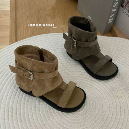 JBM潮鞋夏季新款儿童凉女童韩版高帮凉靴女孩皮带扣洋气罗马凉鞋