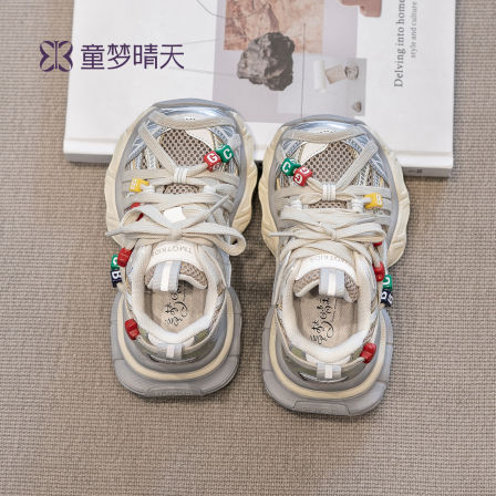 儿童网面透气运动鞋2026新款夏季女童鞋子大童老爹鞋巨好看网鞋夏