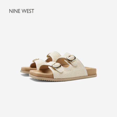 Nine West/玖熙以脚蹬懒人勃肯凉拖女夏外穿双带扣厚底百搭沙滩鞋