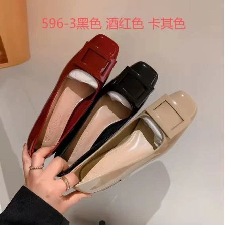 4.3小榴莲【跑单限购】超纤温柔方头单鞋596-3 H809