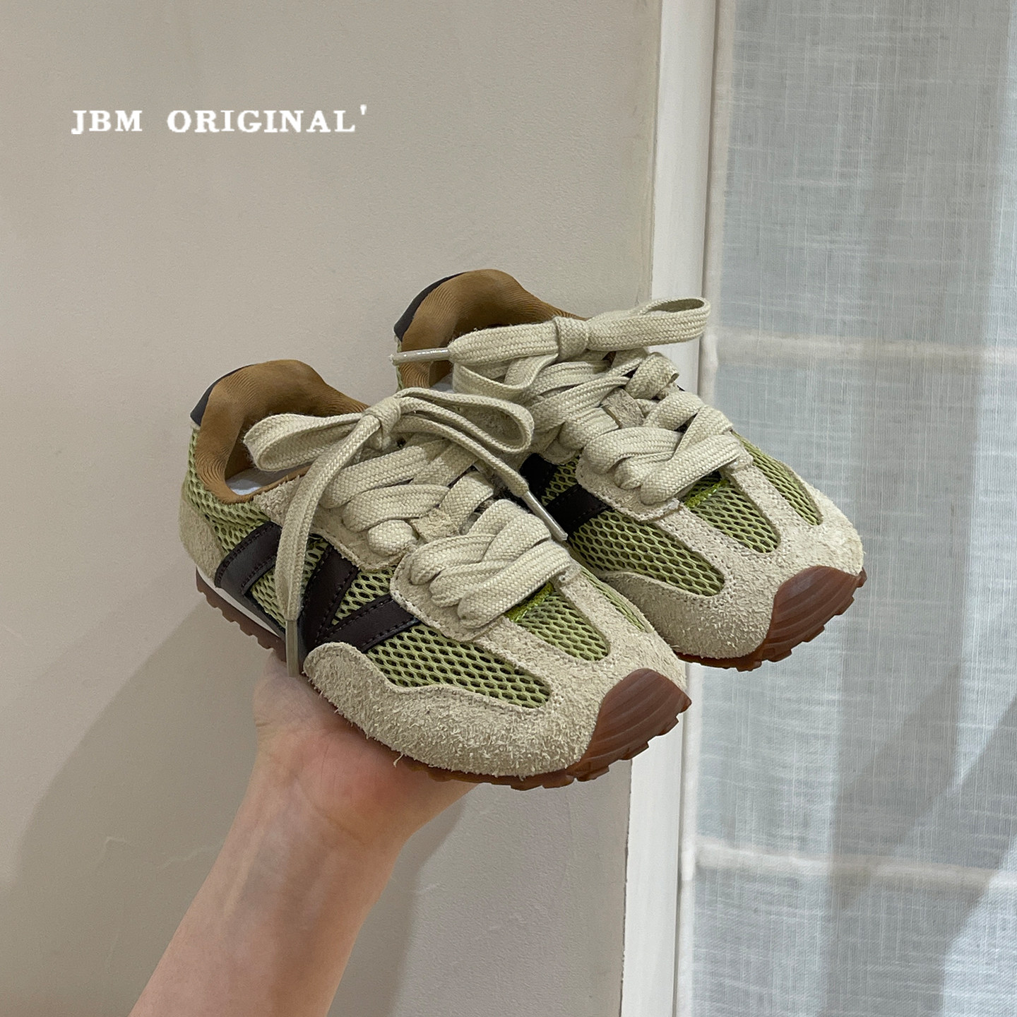 JBM 儿童复古拼色德训鞋2026春夏男童透气网鞋女童户外运动阿甘鞋主图