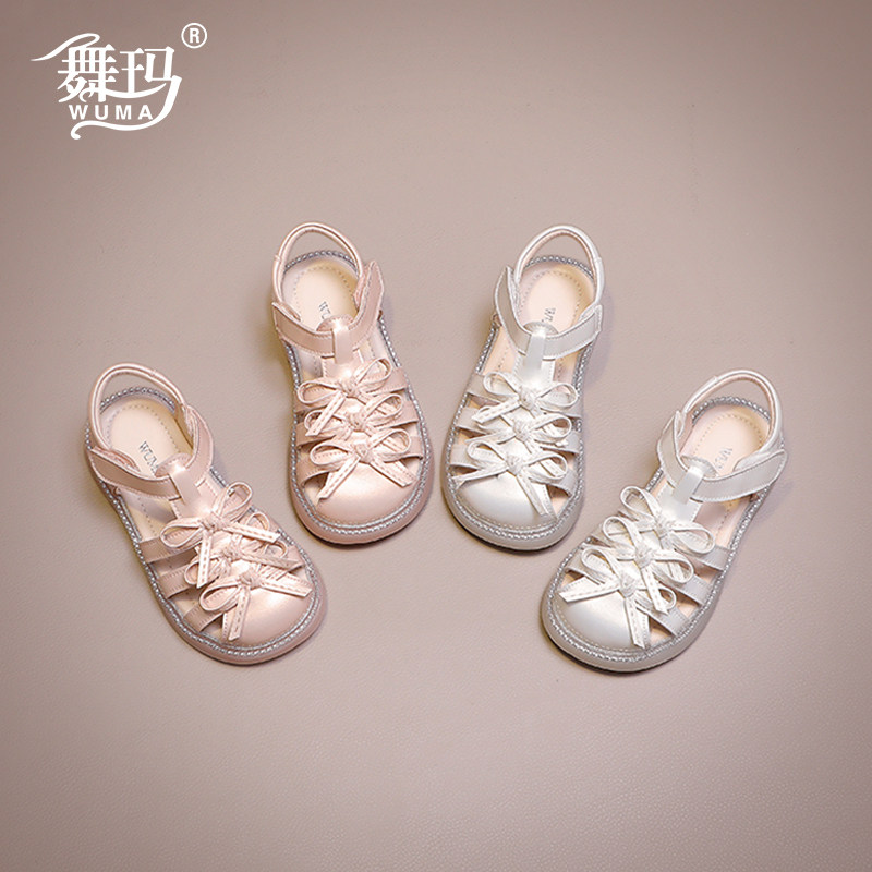 舞玛女童凉鞋2026夏季新款小女孩蝴蝶结包头软底防滑公主儿童鞋子主图