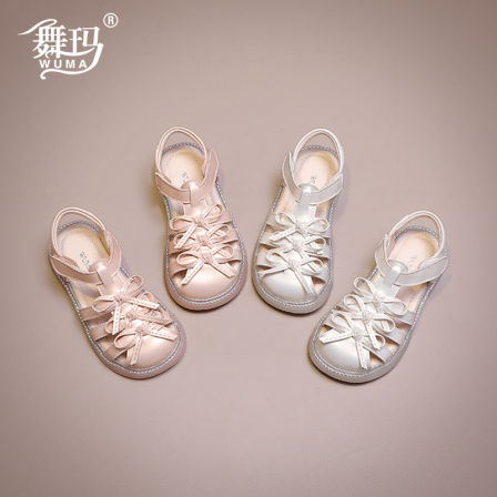 舞玛女童凉鞋2026夏季新款小女孩蝴蝶结包头软底防滑公主儿童鞋子