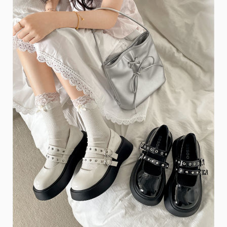 黑色法式厚底jk小皮鞋女2026新款春夏配裙子小个子增高玛丽珍单鞋