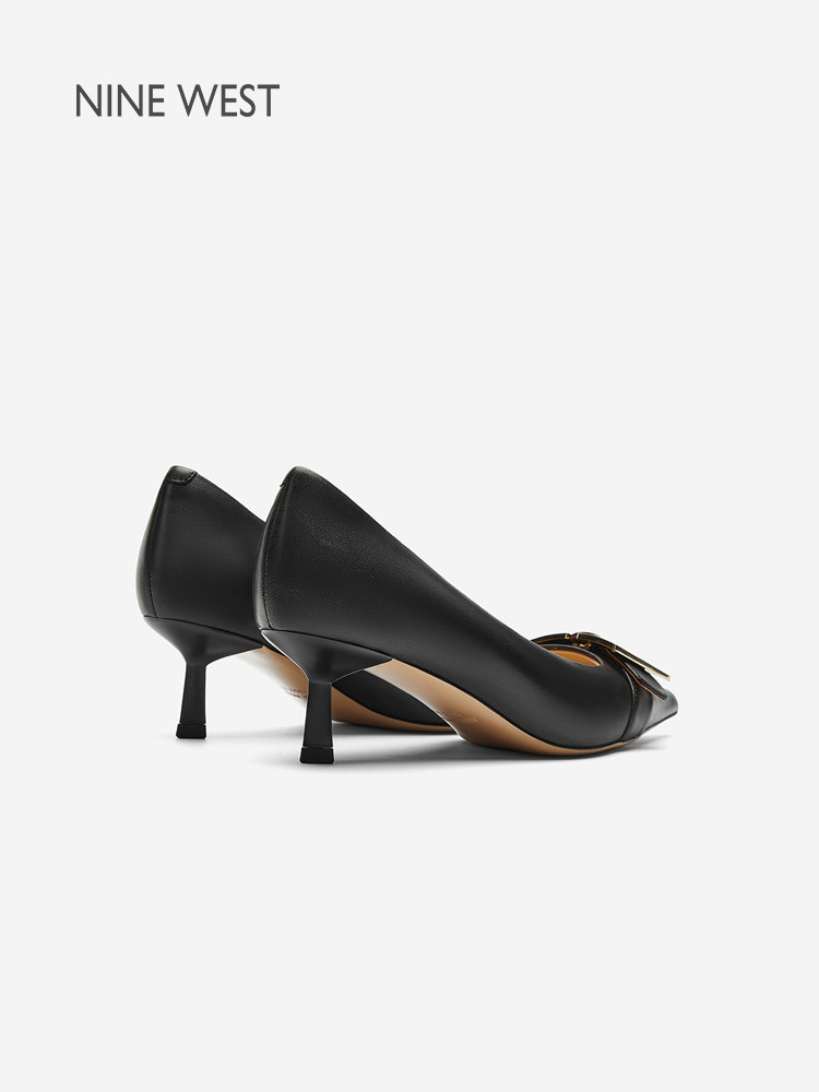 Nine West/玖熙尖头细跟鞋女2026新款金属搭扣通勤浅口单鞋休闲鞋主图