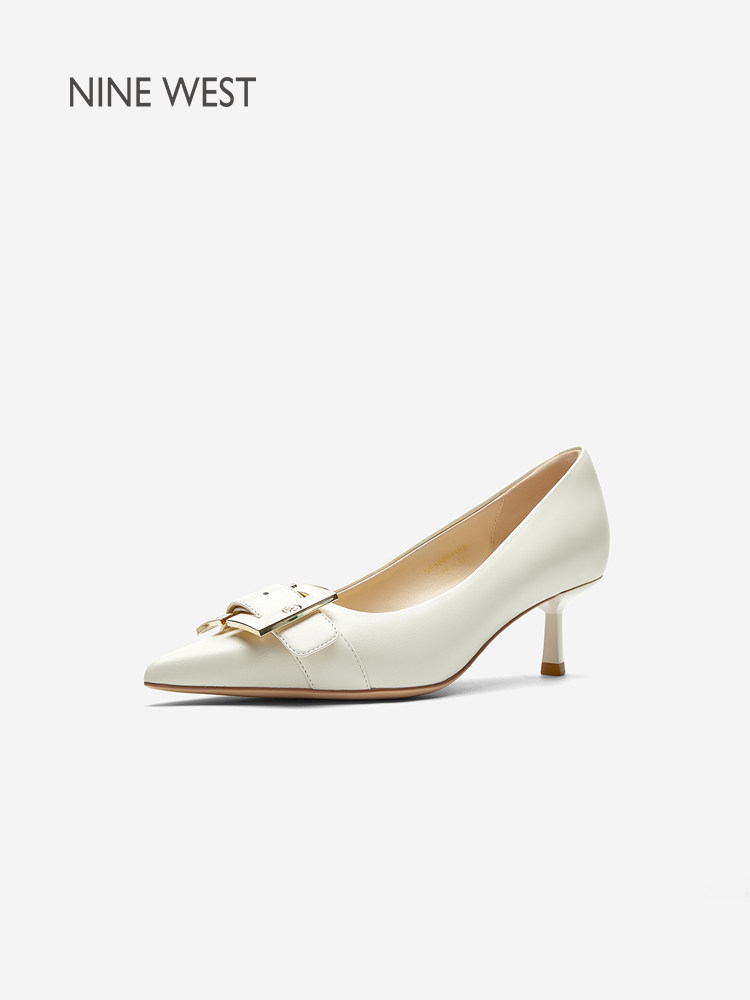 Nine West/玖熙尖头浅口单鞋女皮带金属方扣猫跟通勤女鞋一脚蹬主图
