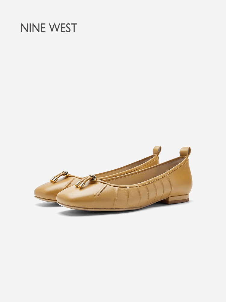Nine West/玖熙法式风平底单鞋女春季方头蝴蝶结通勤轻便舒适女鞋主图