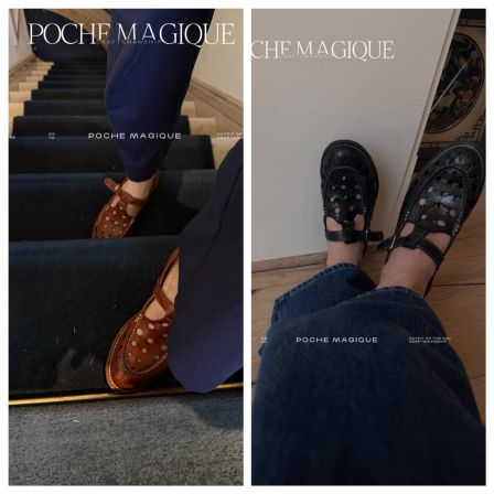 POCHE MAGIQUE 4/10 孟加拉进口盐湿原胚马皮系列拉带洞洞马皮鞋