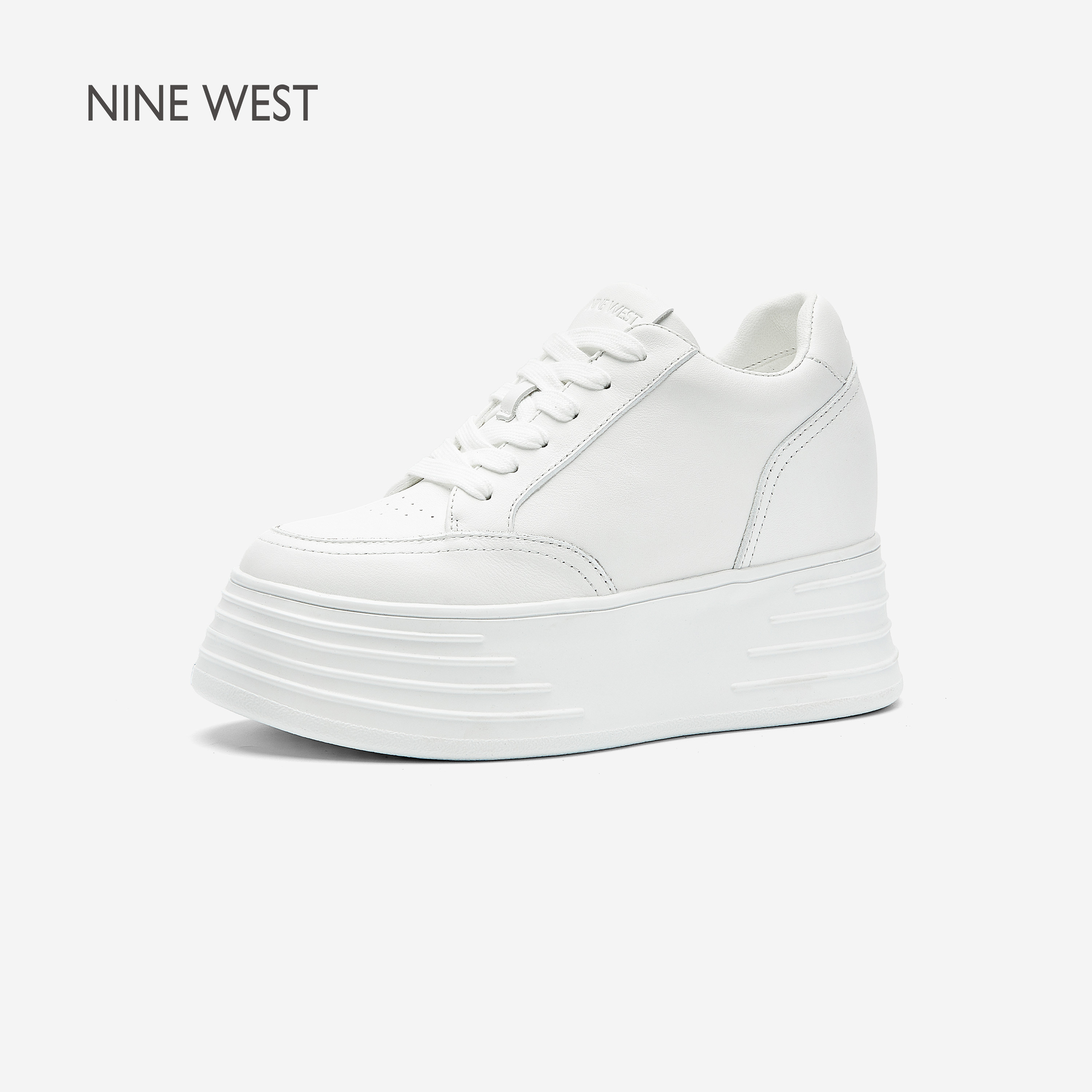 Nine West/玖熙内增高厚底小白鞋女2026春新款松糕底百搭休闲板鞋主图