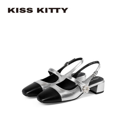 KISSKITTY复古后空凉鞋女外穿26年新款法式玛丽珍小高跟鞋不累脚