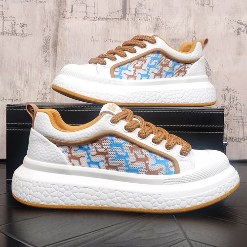 系带低帮鞋厚底印花时尚休闲百搭潮款男士鞋子流行男鞋高级感板鞋主图