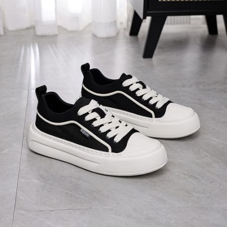 2026新款夏季男士透气百搭休闲板鞋增高潮流布鞋厚底时尚网面鞋