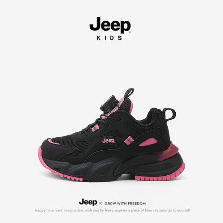 jeep女童春秋网面运动鞋软底透气防滑跑步男童鞋百搭轻便儿童鞋子