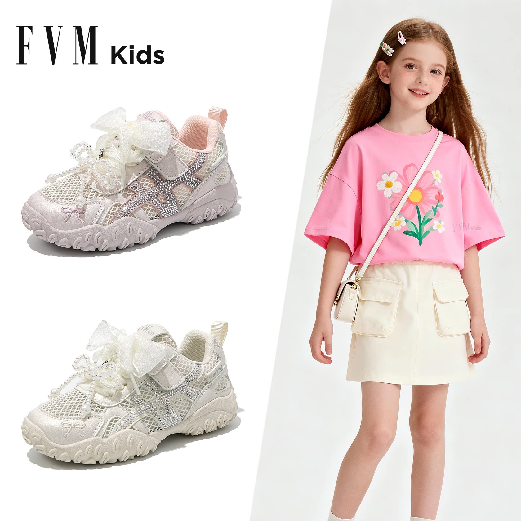 FVM女童鞋子儿童运动老爹网鞋2026新款夏季夏款大童芭蕾网面透气主图