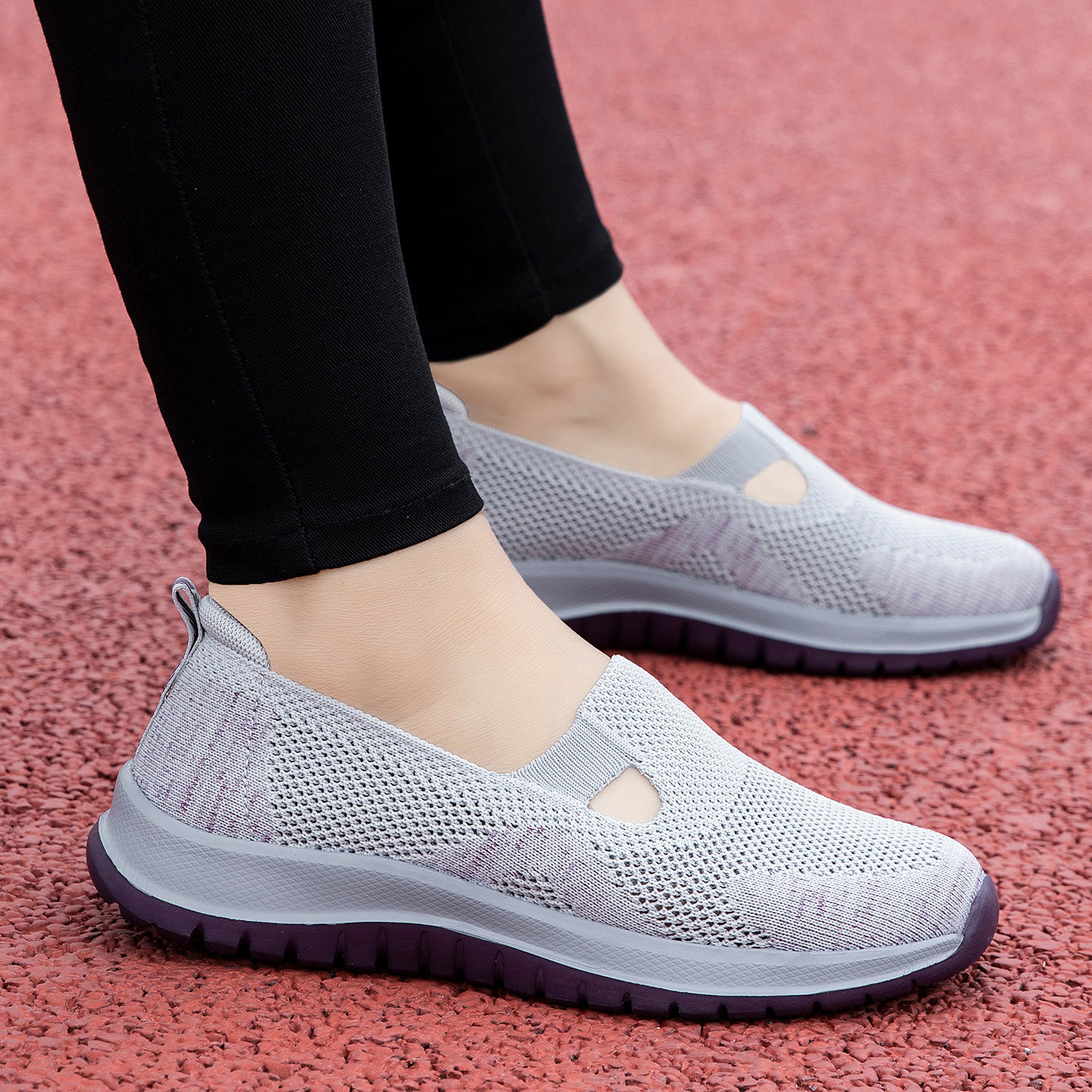 张凯丽老人网鞋女夏季透气一脚蹬妈妈凉鞋中老年休闲老北京布鞋子主图