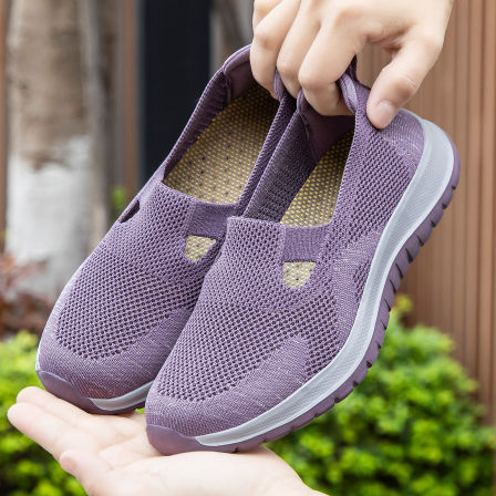 张凯丽老人凉鞋女夏季透气网面一脚蹬妈妈鞋中老年舒适休闲健步鞋