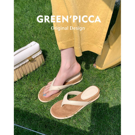 羊皮版~增高5CM人字拖鞋女夏外穿百搭法式度假风坡跟沙滩夹趾凉拖