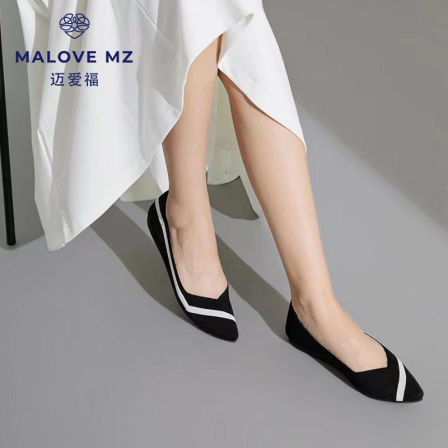 MALOVE MZ王妃鞋新款尖头平底鞋百搭舒适浅口单鞋通勤女鞋一脚蹬