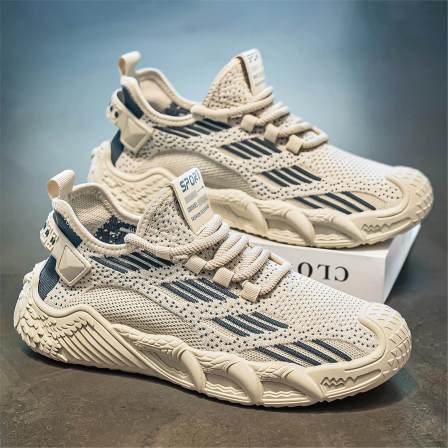 椰子男鞋夏季透气薄款防臭飞织网面运动休闲软底轻便防滑耐磨网鞋