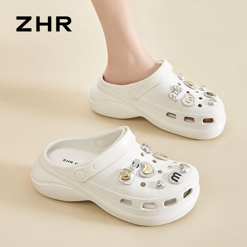 ZHR夏季厚底增高踩屎感外穿洞洞鞋主图