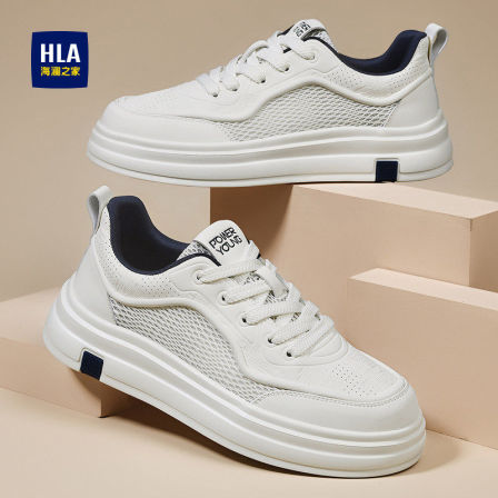 HLA/海澜之家男鞋新款春季潮流拼接透气小白鞋百搭耐磨时尚休闲鞋