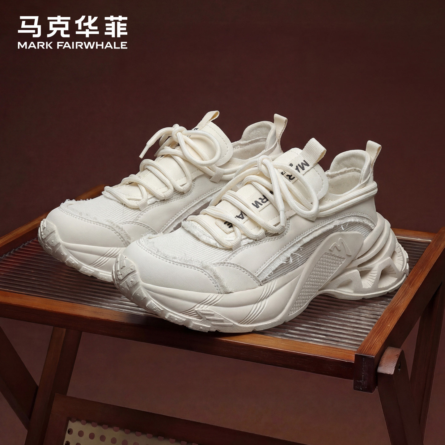 马克华菲鞋子男鞋潮牌增高老爹鞋2026新款夏季透气网面休闲运动鞋主图