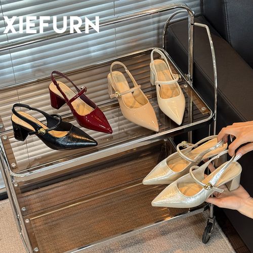 XIEFURN/鞋夫人气质尖头玛丽珍高跟鞋女款2026女后空一字带凉鞋主图